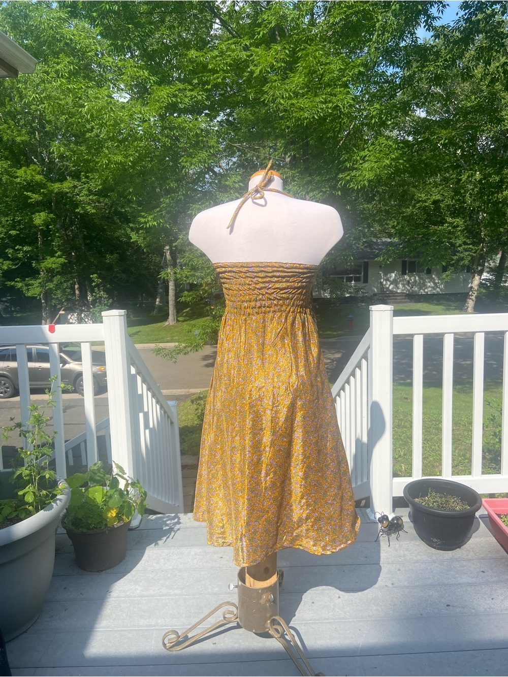 PURE SILK Golden floral midi - Picture 3 of 5
